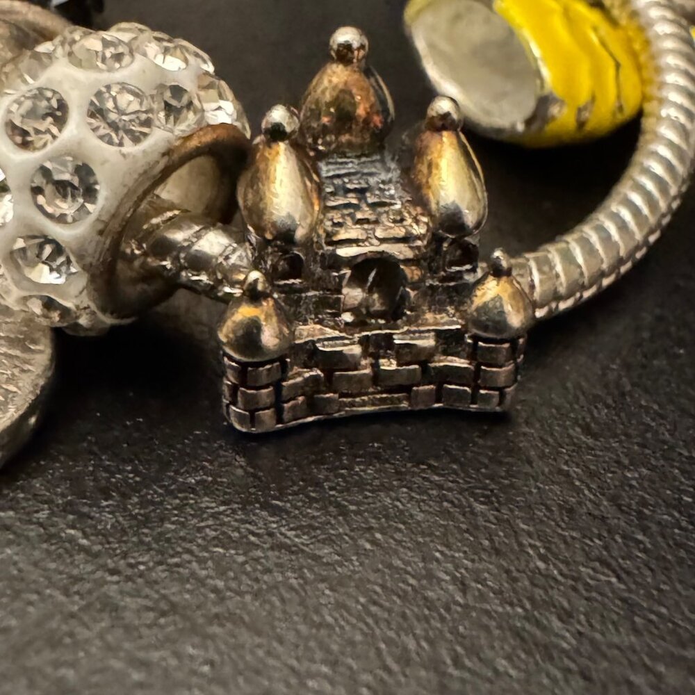 Disney-Themed Charm Bracelet Mickey Princess Dresses & Rhinestone Beads Adjustab - Picture 15 of 16